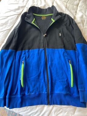 Polo by Ralph Lauren Black Jacket with Neon Green Trim